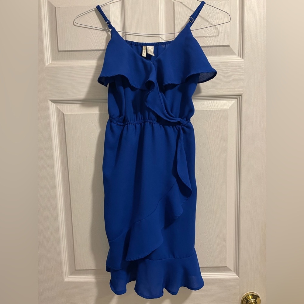 Japna Royal Blue Juniors XS ruffle Dress
